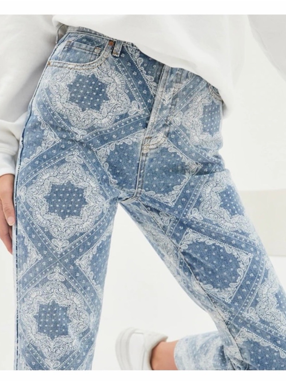 Pacsun Printed Blue Bandana-Print High-Rise Women’s Jeans